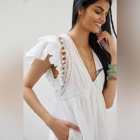 NWT Anthropologie Ruffled Lace Mini Dress - Picture 2 of 10